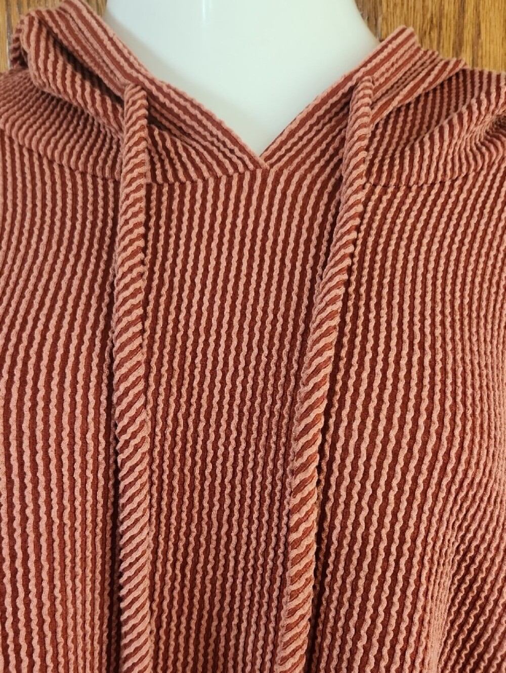 Women's Ribbed Hooded Sweater - Rust 2X P.S.Kate - Picture 2 of 6